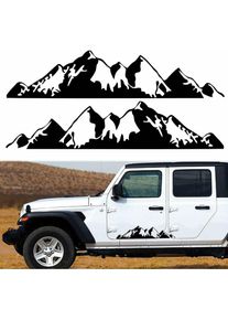 1 paire d'autocollants montagnes de (noir)pour voiture, carrosserie, portière, voiture, montagnes enneigées, véhicules tout-terrain, autocollants
