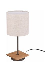 etc-shop Lampe de table d'écriture pour maison intelligente abat-jour en tissu de bois salon lampe de chambre à manger application de veilleuse commande