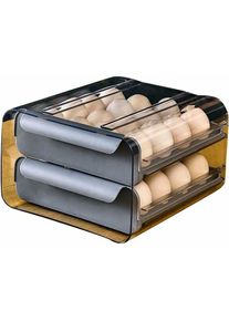 Candyse Boîte à œufs avec 32 compartiments de type tiroir à œufs double couche pour réfrigérateur