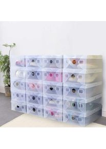 20 x boîtes à chaussures pliables, boîtes transparentes, 28 cm x 18 cm x 10 cm, boîtes à chaussures, empilables, boîtes en plastique, nervurées