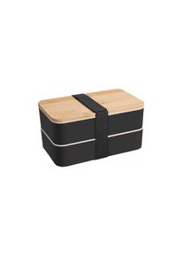 Ormromra - Atthys - Lunch Box Noir Bento Japonais Design 3 Couverts Bento Box Bambou 2 Compartiments Hermétiques 1200 ml Micro-Ondes Lave-Vaisselle