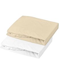 Domiva - Lot de 2 draps housse Jersey oeko-Tex pour lit enfant - Blanc/Cailloux - 70 x 140 cm