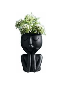 Creative Vase En Forme De Personnage Nordique, Plantes Succulentes, Pot De Fleurs Abstrait, Visage Et Fleurs, Intérieur, Vase Noir - Aiducho