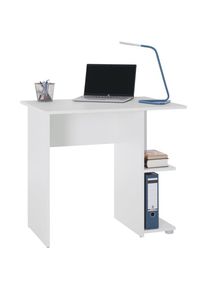 Idimex Bureau pour enfant ou adulte nova, bureau informatique table d'ordinateur rangement ouvert 2 tablettes, en mélaminé blanc mat - Blanc