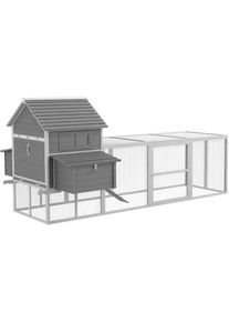 PawHut - Poulailler cottage cage à poules sur pied dim. 310L x 149l x 149H cm multi-équipement bois sapin gris - Gris