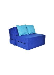 Matelas invité de luxe - bleu - matelas de camping - matelas de voyage - matelas pliable - 200 x 70 x 15 - avec oreillers bleu clair - Bleu