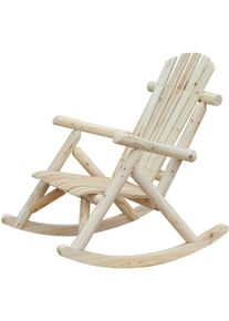 Outsunny Fauteuil de jardin Adirondack à bascule rocking chair style néo-rétro assise dossier ergonomique bois naturel de pin