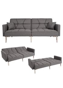 Schlafsofa HWC-K65, Schlafcouch Bettsofa Gästebett, Schlaffunktion Liegefläche 170x104 cm ~ Stoff/Textil grau