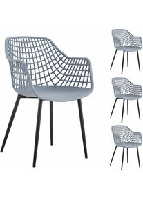 Idimex Lot de 4 chaises lucia pour salle à manger ou cuisine au design retro avec accoudoirs, coque en plastique gris clair - gris clair