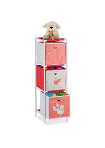 Etagère enfant avec boîtes, jouets, design Cygnes, meuble bambin, HxlxP 89 x 27,5 x 30 cm, blanc/rouge - Relaxdays
