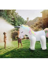 Géant Gonflable Licorne Arroseur Licorne Eau Jouets pour Summer Yard et Outdoor Play Enfants et Adultes Summer Party Favorite, l'été - White