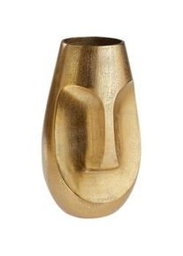 Ambia Home Vase , Goldfarben , Metall , zylindrisch , 22 cm , Handmade in India , handgemacht , Dekoration, Vasen, Metallvasen