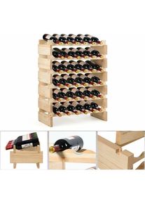 Giantex - Casier à vin en bois massif pour 36 bouteilles de vin - 6 Etages empilables - Style maison de campagne
