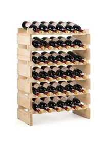 Costway - Casier à Vin de 36 Bouteilles, Stockage du Vin en Bois, Porte-vins et Etagère de Présentation à 6 Couches, 63,2 cm x 28 cm x 85,5 cm