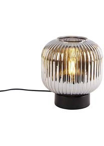 Qazqa Karel - led Dimmable Lampe de table variateur inclus - 1 lumière - ø 20 cm - Noir - Art Deco - éclairage intérieur - Salon i Chambre i Cuisine i