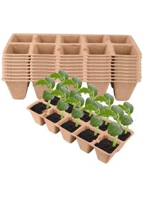 10x Plaque Pot de Semis de Fleur et Plante Godets pour Semis en Fibres Biodégradables avec 100 Compartiment pour Jardin Potager