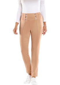 Dames Jerseybroek met sierbiezen camel Maat 44