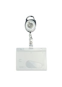 Pochette porte-badge en plastique dur avec porte-clés extensible translucide | avec encoche pour le pouce, mat, plastique rigide