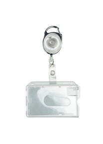 Pochette porte-badge en plastique dur avec porte-clés extensible translucide | avec encoche pour le pouce, brillant, plastique rigide