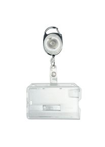 Pochette porte-badge en plastique dur avec porte-clés extensible translucide | curseur, plastique rigide