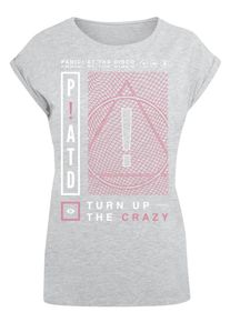 F4NT4STIC Dames Shirt 'Panic At The Disco Turn Up The Crazy' grijs / oudroze / wit XXXL