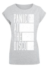 F4NT4STIC Dames Shirt 'Panic At The Disco Block' grijs gemêleerd / wit XXXL