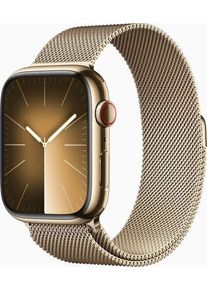 Apple Watch Series 9 Edelstahl 45 mm (2023) | GPS + Cellular | gold | Milanaise Armband gold