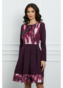 Rochie Moze mov cu imprimeu floral magenta la bust