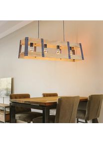 Globo Lampe à suspension, lampe de salle à manger, 4 flammes, lampe moderne en bois de style maison de campagne, métal, noir, mat, 4x douille E27, LxlxH