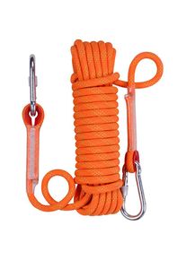 Corde d'Escalade Statique Corde de Parachute de Sauvetage Corde de Rappel avec Mousquetonss 10mm de Diamètre Orange - 30m