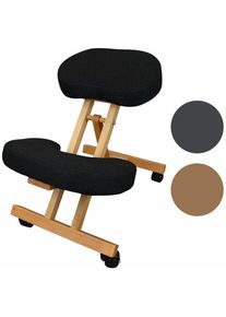 Tabouret, chaise ergonomique, siège assis genoux en bois pliable et réglable - Noir