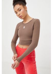 adidas Originals longsleeve femei, culoarea maro IR5942