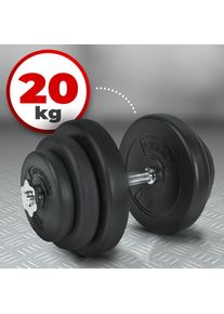 Physionics - Haltère / Poids de Musculation - 20 kg, Barre 43 cm, 2 Bagues de Serrage, 2 x 1,25 kg, 2 x 2,5 kg, 2 x 5 kg - Poids, Disques pour