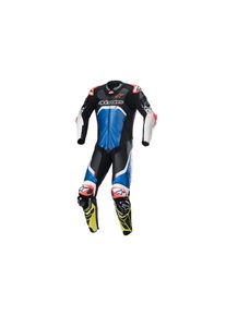 Alpinestars GP Tech V4 skórzany kombinezon jednoczęściowy męski (czarny / niebieski / neonowy żółty)