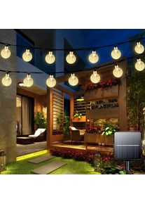 Lampes solaires de jardin étanches 50 led 7 m avec 8 modes, éclairage décoratif pour maison, cour, terrasse, fête, mariage, Nol (blanc chaud)