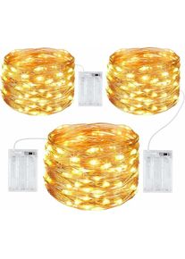 Guirlande Lumineuse [Lot de 3], Noël Fairy Lights Guirlandes de Lumière 10M 100LED Extérieur et Intérieur Étanche Decoration Romantique pour Chambre