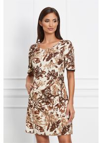 Rochie Moze bej cu imprimeu floral maro