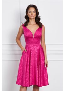 Rochie Moze fucsia fara maneci cu imprimeu discret