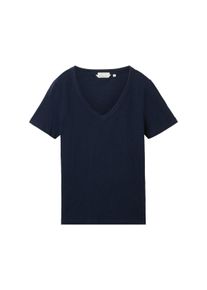Tom Tailor Damen T-Shirt mit Bio-Baumwolle, blau, Uni, Gr. XL, baumwolle