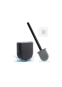 Brosse WC Brosse de toilette en silicone avec porte-brosse à séchage rapide Noir 367x87x39mm