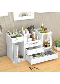 Boîte de rangement pour cosmétiques Boîte de maquillage Organisateur avec tiroirs Blanc