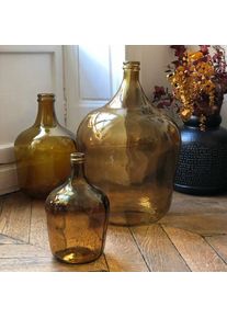 Decoclico Factory - Bonbonne dame jeanne en verre recyclé ambre 12L - Marron