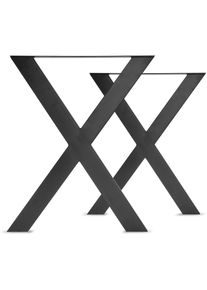 FRANKYSTAR X-shaped - Jeu de 2 pieds de table en acier thermolaqué en forme de 'x'. Couleur noire. Hauteur depuis le sol 71cm