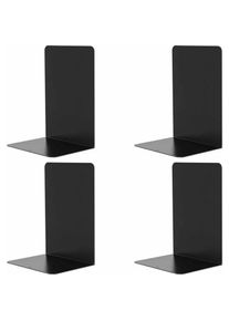 Sunxury - Serre-livres en métal noir, 2 paires de supports décoratifs d'extrémité de livre en métal pour étagères, supports de bouchon de séparation