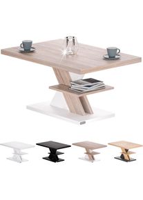 Table basse 90x60x45cm Table de salon 50kg Table basse moderne design Rangement intérieur Blanc chêne sonoma - Casaria