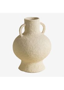 Sklum - Vase décoratif fait main en papier mâché Cutler Beige Crème - Beige Crème