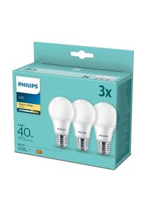 Philips LED-Lampe Standard 4.9W/827 (40W) Frosted 3-pack E27