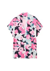 Tom Tailor Damen T-Shirt mit V-Ausschnitt, rosa, Allover Print, Gr. XXL, viskose