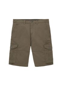 Tom Tailor Herren Cargo Shorts, grün, Uni, Gr. 28, baumwolle