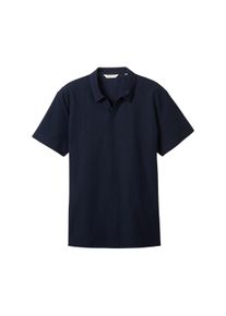 Tom Tailor Herren Poloshirt mit Struktur, blau, Uni, Gr. XXL, baumwolle